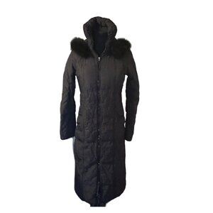 Via Spiga glack hooded fur trim down filling coat size XS